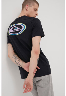 Quiksilver Памучна тениска в черно с принт - Pepit.bg