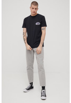 Quiksilver Памучна тениска в черно с принт - Pepit.bg