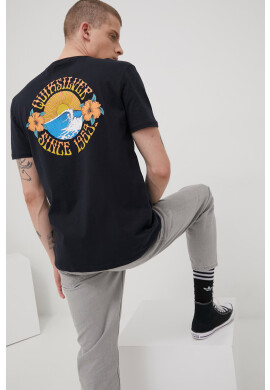 Quiksilver Памучна тениска в тъмносиньо с принт - Pepit.bg