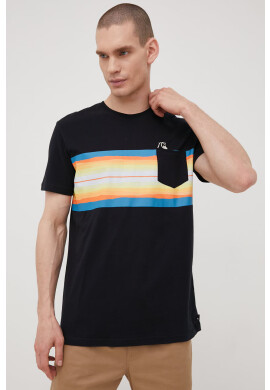 Quiksilver Памучна тениска в черно с принт - Pepit.bg