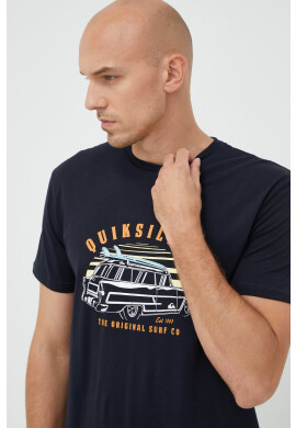 Quiksilver Памучна тениска в тъмносиньо с принт - Pepit.bg