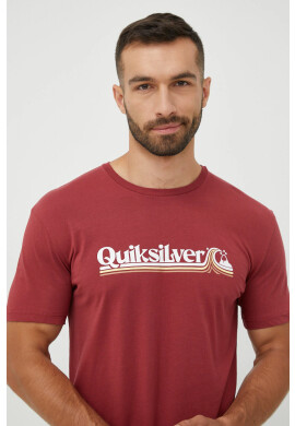 Quiksilver Памучна тениска в червено с принт - Pepit.bg