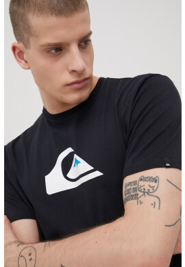 Quiksilver Памучна тениска в черно с принт - Pepit.bg