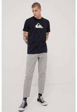 Quiksilver Памучна тениска в черно с принт - Pepit.bg