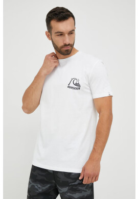 Quiksilver Памучна тениска в зелено с принт - Pepit.bg