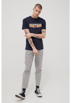 Quiksilver Памучна тениска в тъмносиньо с принт - Pepit.bg