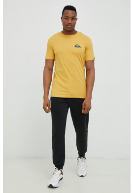 Quiksilver Памучна тениска в жълто с изчистен дизайн - Pepit.bg