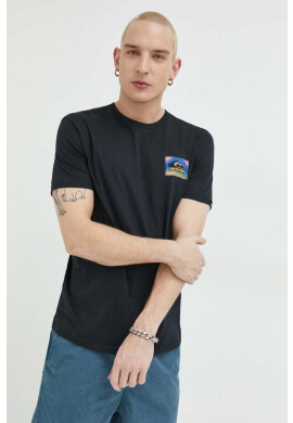 Quiksilver Памучна тениска в черно с принт - Pepit.bg