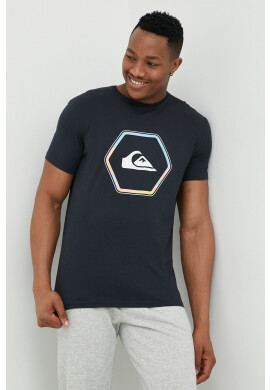 Quiksilver Памучна тениска в черно с принт - Pepit.bg