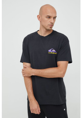 Quiksilver Памучна тениска в тъмносиньо с принт - Pepit.bg