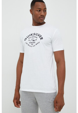 Quiksilver Памучна тениска в бежово с принт - Pepit.bg