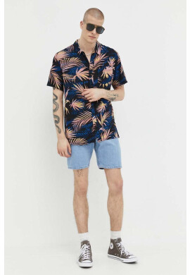 Quiksilver Риза мъжка в черно със стандартна кройка с класическа яка - Pepit.bg