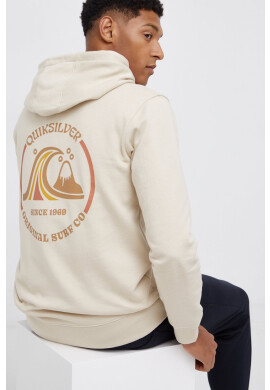 Quiksilver Суичър мъжки в бежово с принт - Pepit.bg