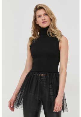 Red Valentino Елек с вълна в черно с поло - Pepit.bg