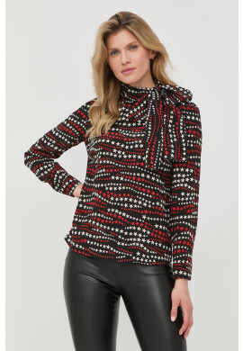 Red Valentino Копринена блуза дамска в черно с десен - Pepit.bg