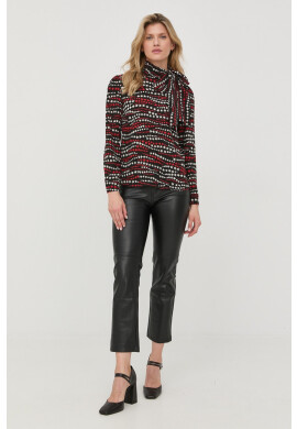 Red Valentino Копринена блуза дамска в черно с десен - Pepit.bg