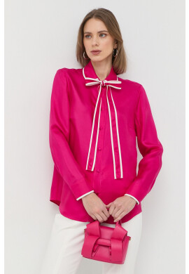 Red Valentino Копринена риза дамска в розово със стандартна кройка с класическа яка - Pepit.bg