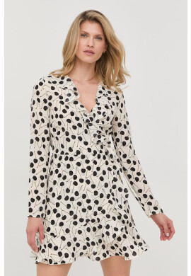 Red Valentino Копринена рокля в бежово къс модел разкроен модел - Pepit.bg