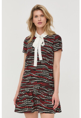 Red Valentino Копринена рокля в черно къс модел със стандартна кройка - Pepit.bg