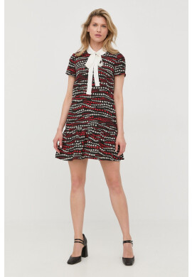 Red Valentino Копринена рокля в черно къс модел със стандартна кройка - Pepit.bg