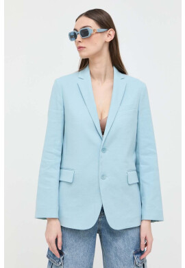 Red Valentino Ленено сако в синьо с едно копче с изчистен дизайн - Pepit.bg