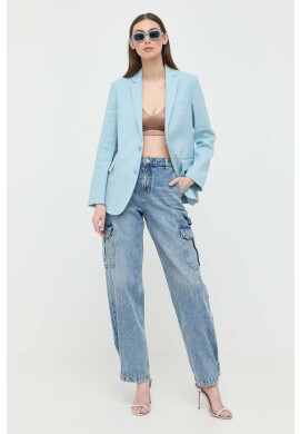Red Valentino Ленено сако в синьо с едно копче с изчистен дизайн - Pepit.bg