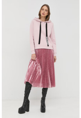 Red Valentino Памучен суичър в розово с качулка с изчистен дизайн - Pepit.bg