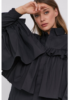 Red Valentino Риза дамска в черно със стандартна кройка с класическа яка - Pepit.bg