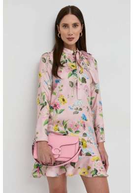 Red Valentino Рокля с коприна в розово къс модел със стандартна кройка - Pepit.bg