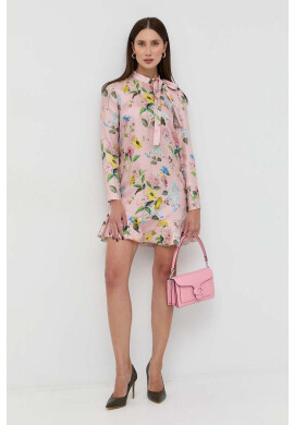 Red Valentino Рокля с коприна в розово къс модел със стандартна кройка - Pepit.bg