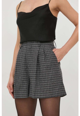 Red Valentino Вълнени къси панталони в сиво с десен с висока талия - Pepit.bg