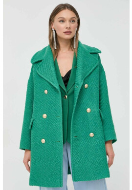 Red Valentino Вълнено палто в зелено с преходна изолация с двуредно закопчаване - Pepit.bg