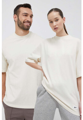Reebok Classic Памучна тениска в бежово с апликация - Pepit.bg