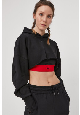 Reebok Classic Суичър x Cardi B H48417 дамски в черно с изчистен дизайн - Pepit.bg