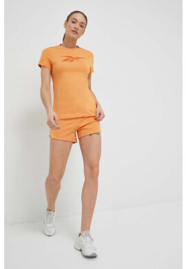 Reebok Къс панталон в оранжево с изчистен дизайн с висока талия - Pepit.bg