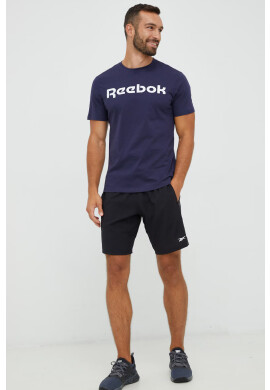 Reebok Памучна тениска в тъмносиньо с принт - Pepit.bg
