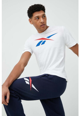 Reebok Памучна тениска в бяло с принт - Pepit.bg