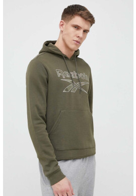 Reebok Суичър в зелено с качулка с принт - Pepit.bg