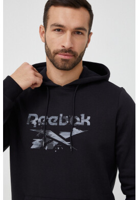Reebok Суичър в черно с качулка с принт - Pepit.bg