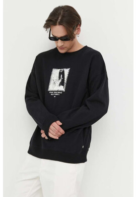 Rip Curl Памучен суичър в черно с принт - Pepit.bg