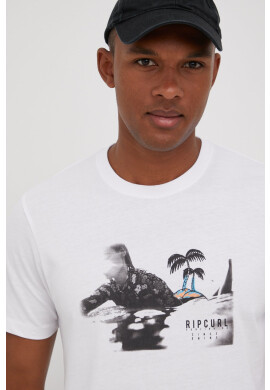 Rip Curl Памучна тениска в бяло с принт - Pepit.bg