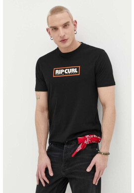 Rip Curl Памучна тениска в черно с принт - Pepit.bg