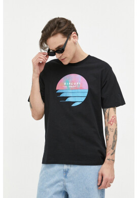 Rip Curl Памучна тениска в черно с принт - Pepit.bg