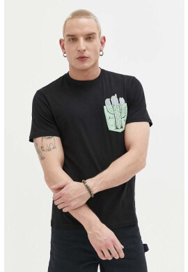 Rip Curl Памучна тениска в черно с принт - Pepit.bg