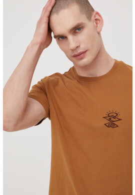 Rip Curl Памучна тениска в златисто с апликация - Pepit.bg