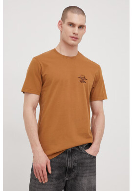 Rip Curl Памучна тениска в златисто с апликация - Pepit.bg