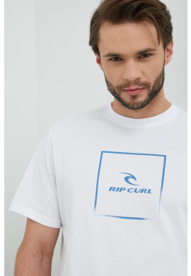 Rip Curl Памучна тениска Corp Icon Tee в бяло с принт - Pepit.bg