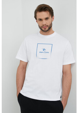 Rip Curl Памучна тениска Corp Icon Tee в бяло с принт - Pepit.bg