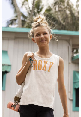 Roxy Детски памучен топ в бяло - Pepit.bg
