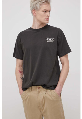 RVCA Памучна тениска в черно с принт - Pepit.bg